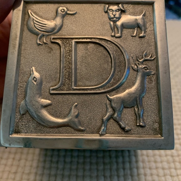 Vintage Leonard silver plated baby blocks coin bank - Picture 6 of 9